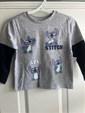 Disney Stitch grey blue long sleeve shirt 2T NEW